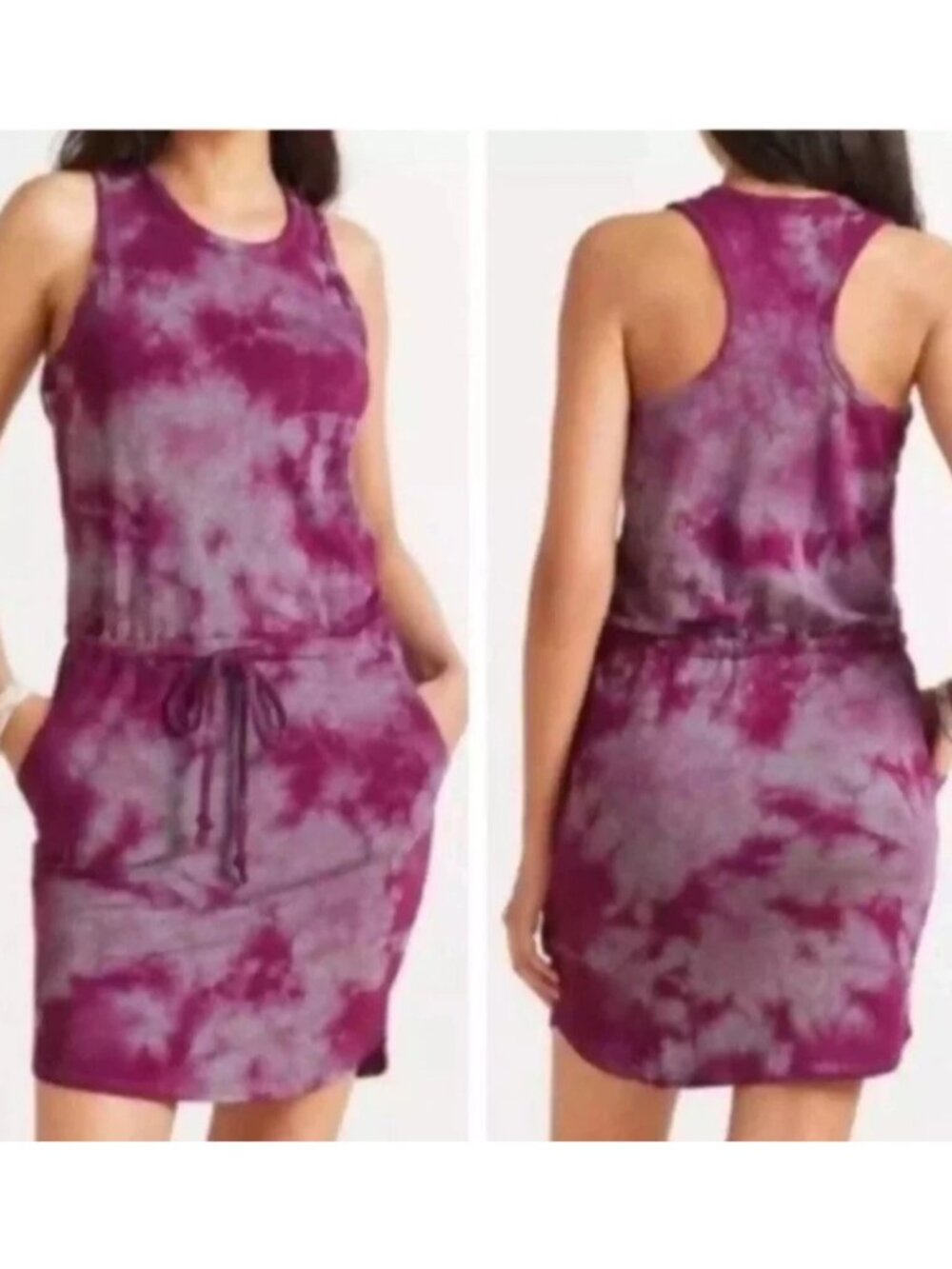 Sundry for Evereve the Weekender Tank Jersey Dress Berry Purple Tie Die Lounge 0